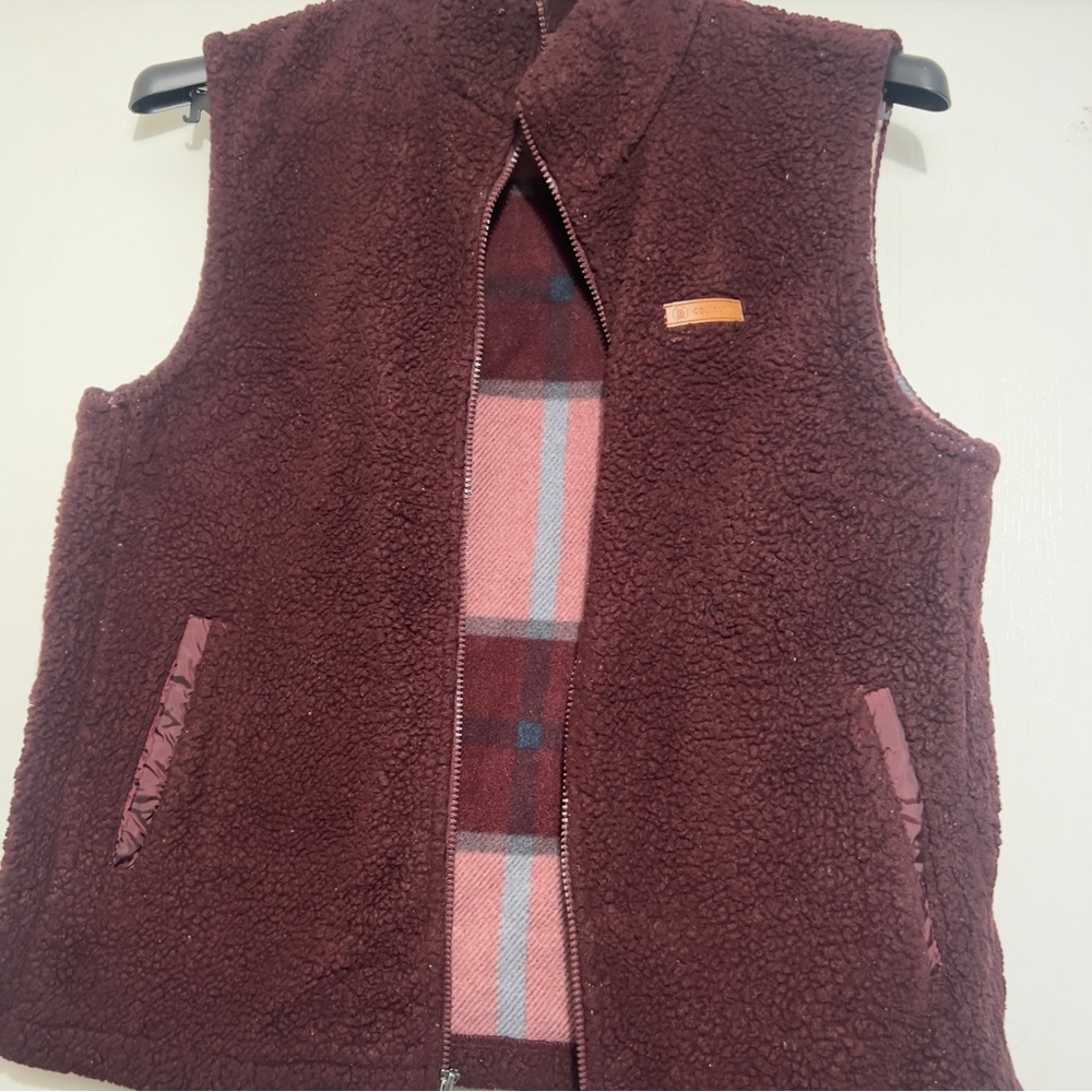 Women's Burgundy Sherpa Vest